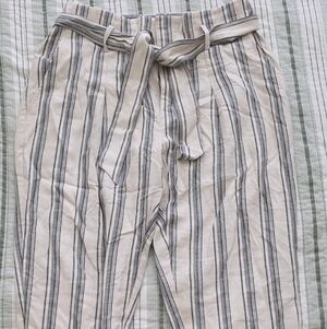 Ralph Lauren Cream and Black Plitted Striped Pants
